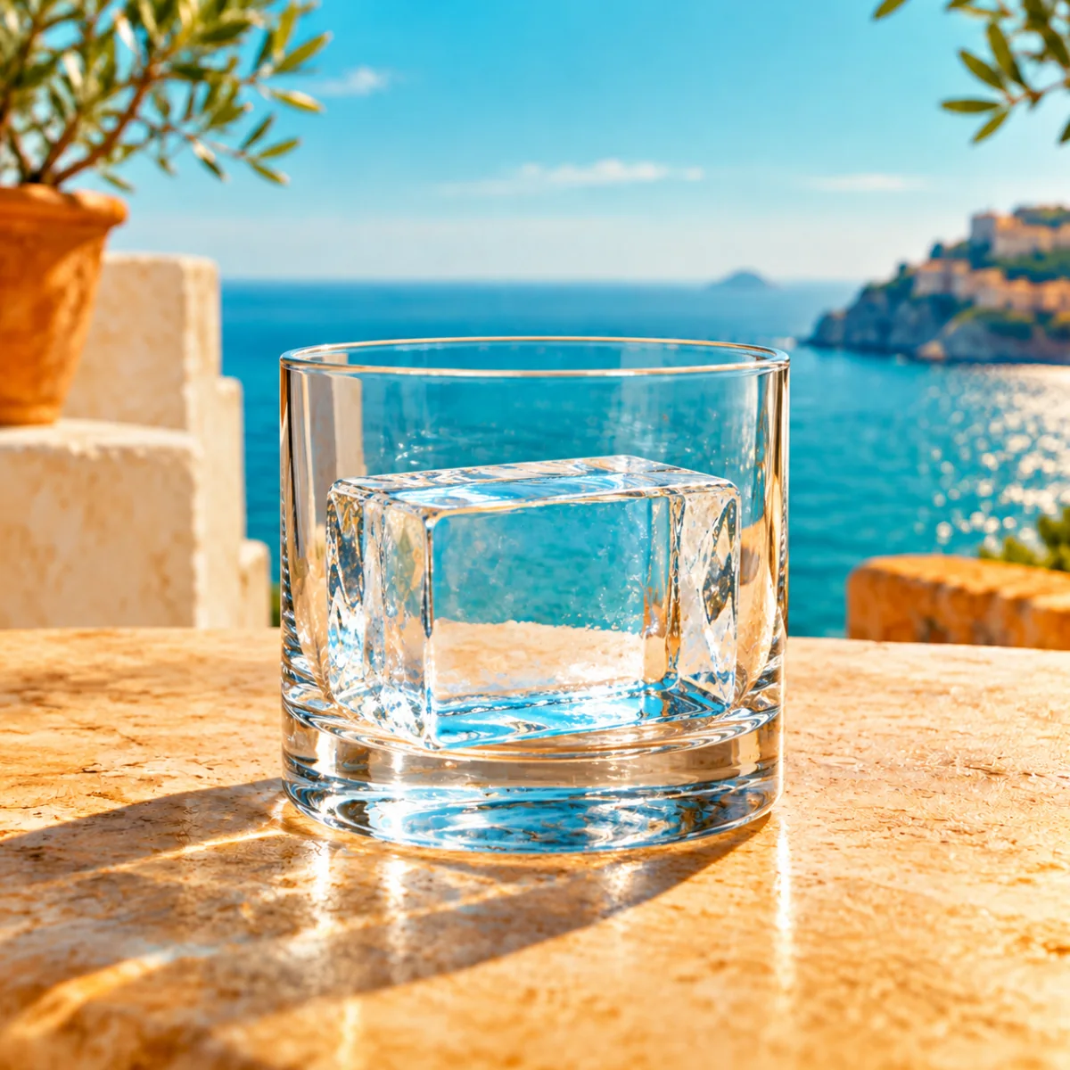 Glaçon Clear Ice parfaitement transparent dans un verre